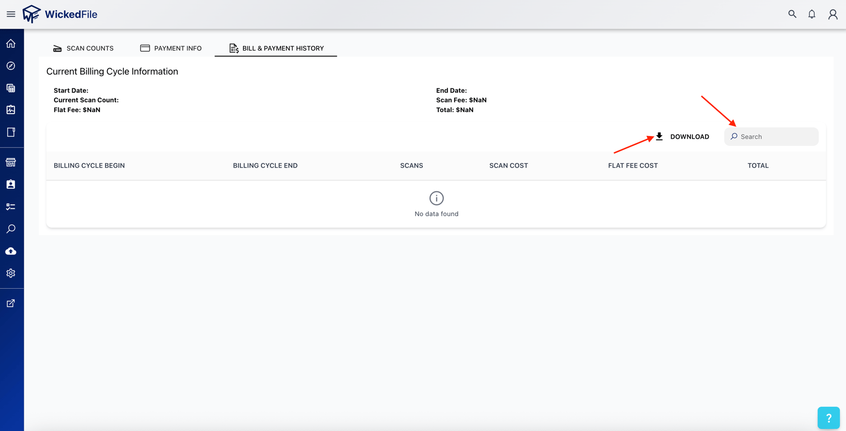 Viewing Billing & Payment History in WickedFile